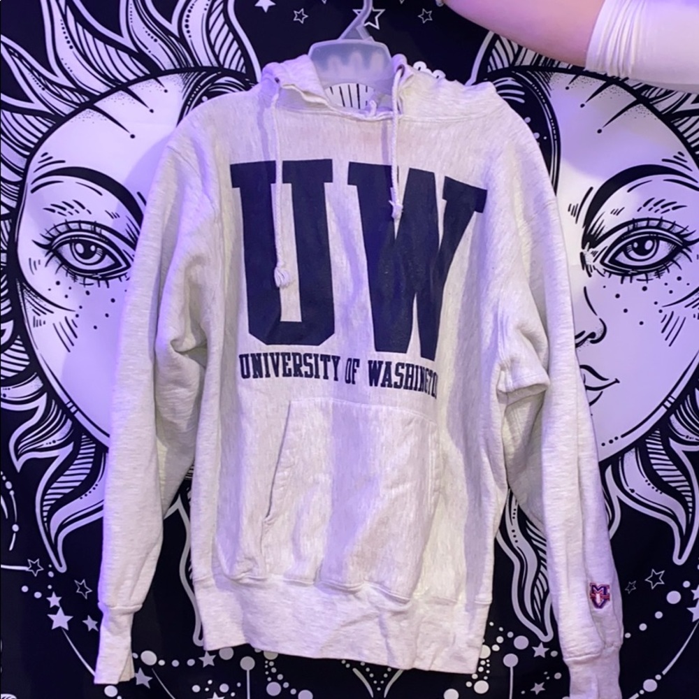 Vintage University of Washington Ash Color Hoodie